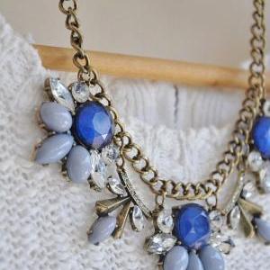 Blue Jewel Crystal Statement Necklace
