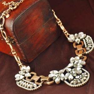 Crystal Charm Necklace,statement Necklace,bid..