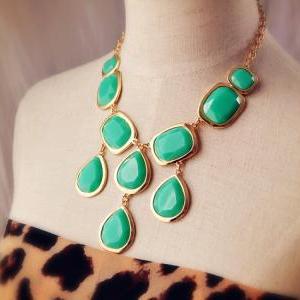 Turquoise Aqua Teardrop Necklace,bid..