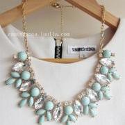 Mint Green Jewel Crystal Statement Necklace ,Bid crystal necklace,choker necklace,