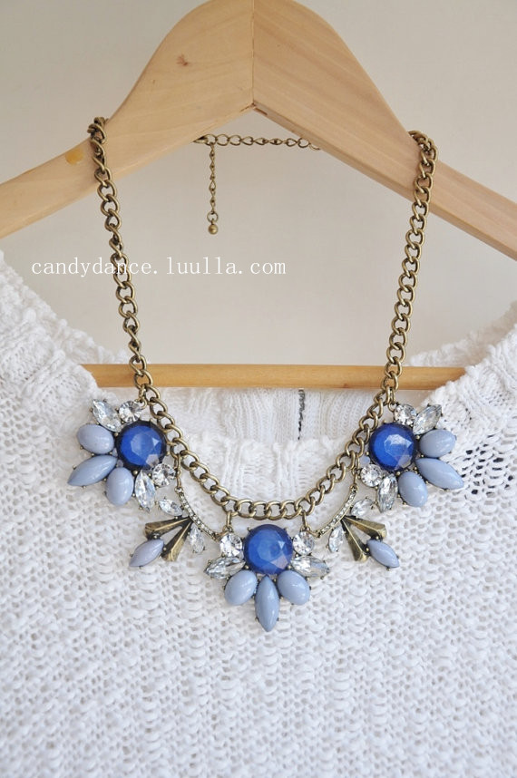 Blue Jewel Crystal Statement Necklace