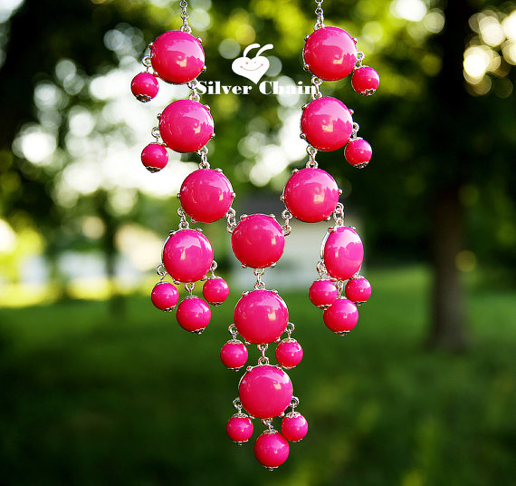 Fuchsia Pink Bubble Necklace Statement Necklace Party Glam